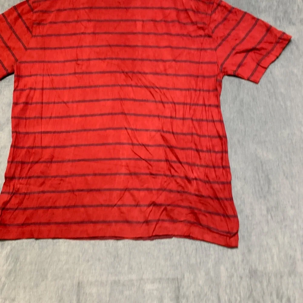 Tommy Hilfiger T Shirt Mens XL Scarlet Red Striped Crew Neck Casual Pullover